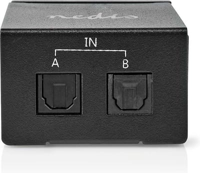 Nedis Digitale Audio-Switch - 2-wegs - Ingangen audio / video / data: DC Power / 2x TosLink - Uitgangen audio / video / data: TosLink Female - Manueel / Schakelaar - Metaal - Zwart