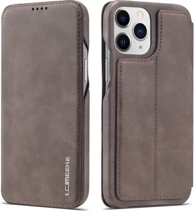 LC.IMEEKE Hoesje - Geschikt voor iPhone 13 Pro Max Hoesje - LC.IMEEKE Retro Book Case - Grijs