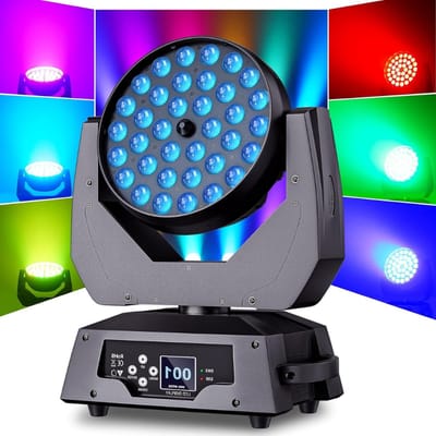 Thuys – 36 x 10 W Moving Head LED Wash Lichteffect – Zoom 23 72 Graden DMX DJ Lights Focus RGBW Touchscreen Podiumverlichting