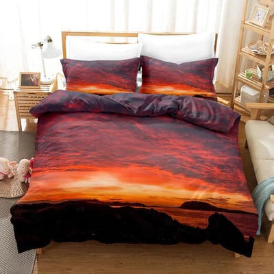 Goldon Sunset beddengoedset tropisch strand vakantie dekbedovertrekset meisjesbedovertrekset Sunrise dekbedovertrek kussensloop eenpersoons-dubbel US Full(200x230cm)