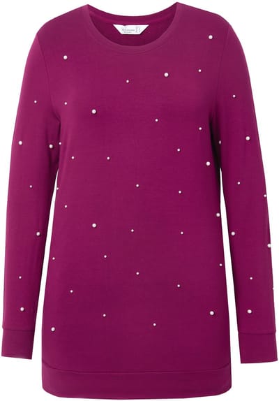 MIAMODA - Dames - Sweatshirt sierkralen lange mouw - Purper - Maat 46