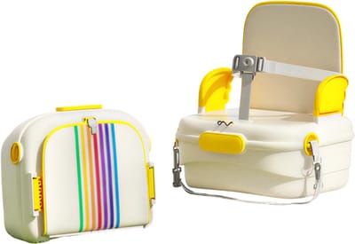 Multifunctionele Mamatas voor Kinderen – 2-in-1 Draagbare Baby Reistas en Eetstoel Organizer – Baby Tas voor Uitgaan, Camping, Wandelen en Opbergen-Geel