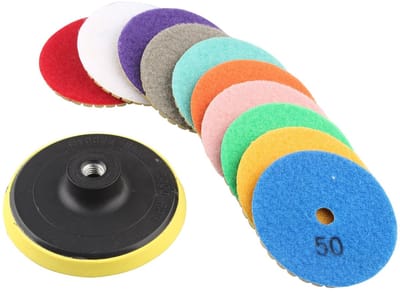 Dailygoods- Polijstpads 80 mm - 10 Stuks - Korrelgrootte 50/100/150/300/500/800/1000/1500/2000/3000 - Kunsthars - Schijfdikte 3 mm - Sterke slijpkracht - Polijstschijven