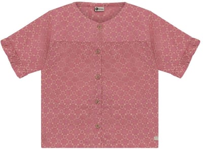 DAILY7 Shirt Ruffle Broderie Tops & T-shirts Meisjes - Shirt - Roze - Maat 104