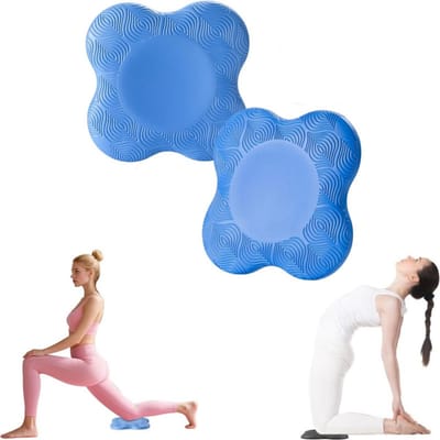 2 stuks - Yoga kniebeschermers - Antislip yogamat - Oefenbalansmat - Voor yoga, fitness, stretchen en bescherming van knieën, ellebogen en enkels - Blauw - 20x20 cm - Geschikt voor yoga, pilates, tuinieren