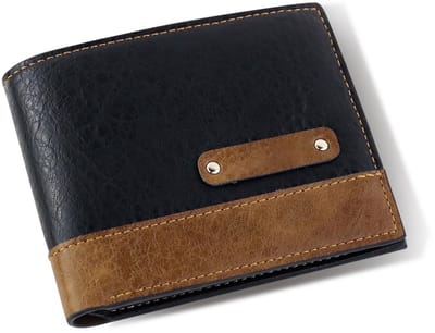 Dailygoods - Portemonnee voor heren, PU-kaartenportemonnee met 7 kaartsleuven voor mannen, praktische portemonnee voor heren met kleurblokkerend design voor casual en formele gelegenheden, zwart, Medium