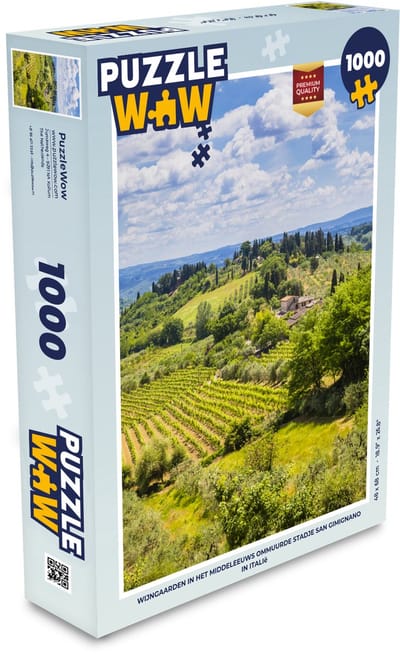 Puzzel Wijngaarden in het middeleeuws ommuurde stadje San Gimignano in Italië - Legpuzzel - Puzzel 1000 stukjes volwassenen