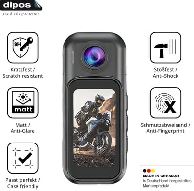 dipos – 2x Matte Pantserfolie geschikt voor 7JI 32266 Körperkamera 4K | 9H Screenprotector