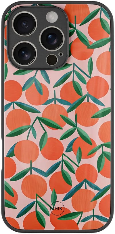 Hoesje geschikt voor Apple iPhone 16 Pro - Sweet oranges - Oranje - TPU luxe case (glossy toplaag) - Print - Hardcase backcover zwart