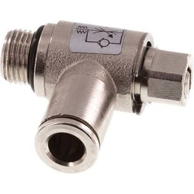 L-stuk Regelventiel 6 mm - G1/8'' Regeling-in Messing Sleufschroef