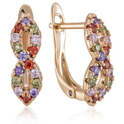 Boucles d'oreilles pendantes en zircon naturel coloré brillant pour femmes, mode, couleur or rose, bijoux de fête pour filles au quotidien beige