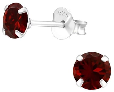 Aramat Jewels | Oorbellen | 925 Zilveren Kristal Oorbellen - Sprankelende Zirkonia Studs | 5mm / Roze | | | Zilver | Kinderen, Volwassenen | Verkleurd niet