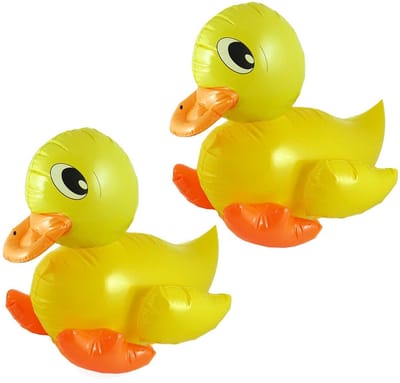 Opblaasbare badeend van 42 cm - 2x - eendjes - geel - pvc - feest decoraties - badeendjes