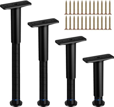 La'Moussawi ® Verstelbare Stalen Meubelpoten voor Diverse Meubels, 4 Stuks in Elegante Zwarte Afwerking