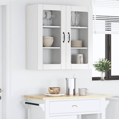 vidaXL - Wandglas - Kasten - PORTO - 2 - st - Hoogglans - wit - Bewerkt - hout