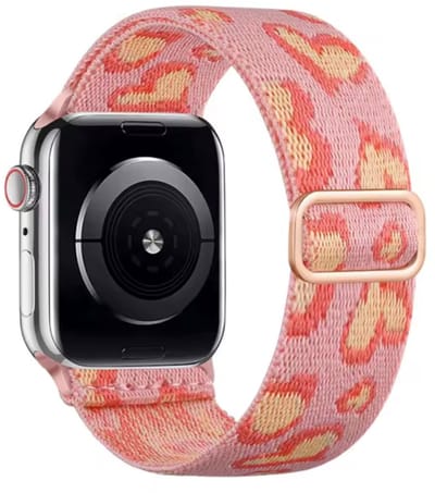 MY PROTECT - Nylon Bandje - Geschikt Voor Apple Watch Bandje - Series 1/2/3/4/5/6/7/8/9/10/11/SE/Ultra - 44mm - 45mm - 46mm - 49mm - Nylon Band - Pink Hearts