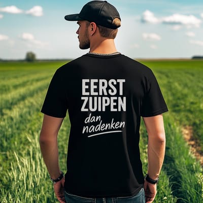 AGRIFANS® Eerst Zuipen - Heren T-shirt - S