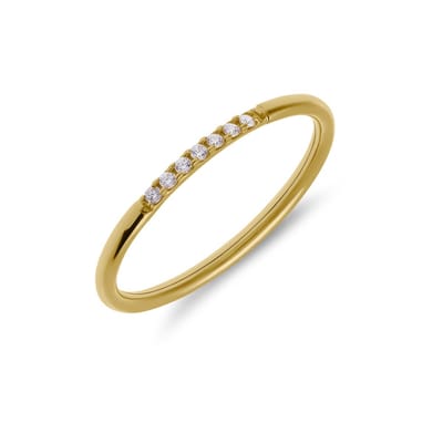 Lucardi Dames 9 karaat rijring met zirkonia - Ring - 9 Karaat - Goudkleurig - 18 / 57 mm