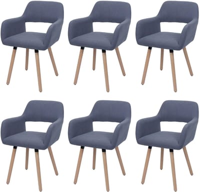 Set van 6 eetkamerstoelen MCW-A50 II, stoel keukenstoel gestoffeerde stoel, hout stof/textiel corduroy (400 g/m²) MVG ~ donkergrijs