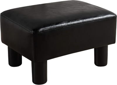Voetkruk - Zitkruk voetensteun - Ontspanning en comfort - Waterdicht PU-leer - 29x39x24.5 cm - Zwart