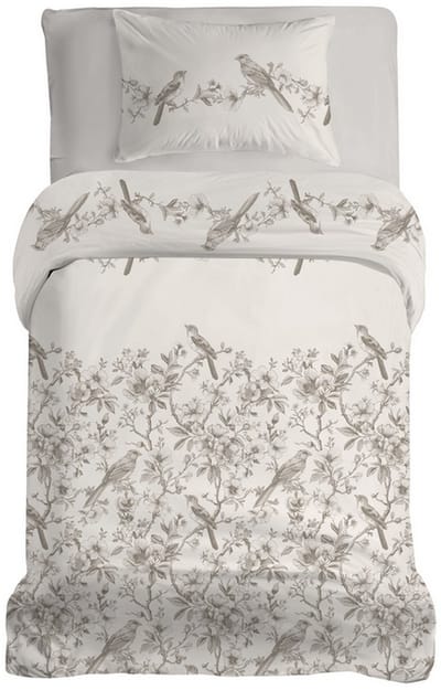LINNICK Dekbedovertrek Katoen Renforcé Mevlin - Beige - Dekbedovertrek 140x200/220cm - 100% Katoen - Eenpersoons - Dekbedovertrekken - Botanisch Dekbedovertrek