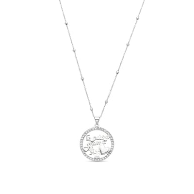Luxenter 925 sterling zilveren ketting met glanzende zirkonia, rhodiumafwerking - Mama