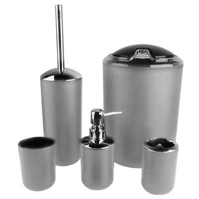 Dailygoods - 6-DELIGE BADSET - Badkameraccessoires - Modern design - Grijs - Duurzaam en stijlvol - Geschikt voor thuis en hotels - Badkamerinrichting