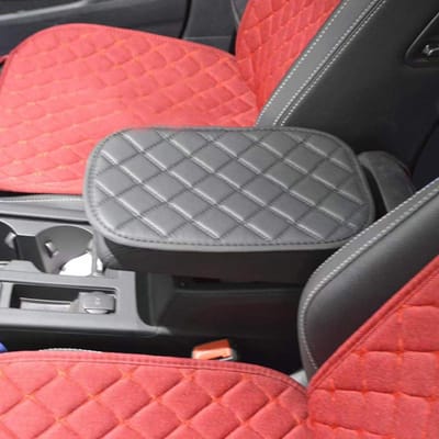 Coussinet d'accoudoir de voiture de luxe - Ajustement universel, Motif losange matelassé, Rembourrage confortable pour console centrale de véhicule, Accessoires d'intérieur automobile