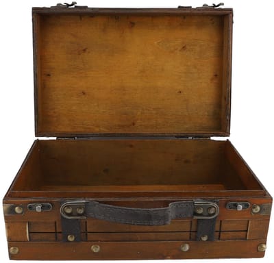 Dailygoods- Opbergdoos Vintage - Decoratieve Koffer - Synthetisch Hout - Stevige Sloten - Multifunctioneel - Afmetingen 30 x 19,5 x 11,2 cm - Opbergkoffer