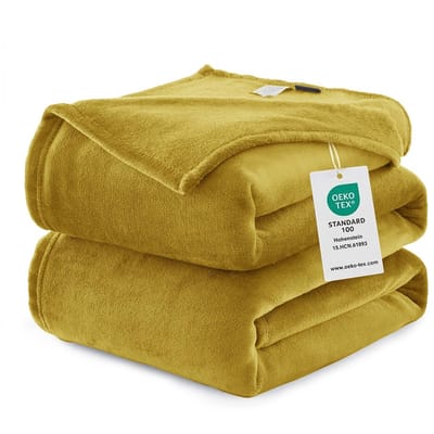 Dailygoody - knusse deken - fluffy deken - XXL grote deken - geel - fleece deken - zachte bank deken - geschikt voor ontspanning - 220x240 cm