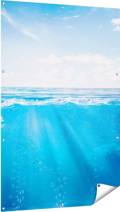 Gards Tuinposter Helder Blauwe Zee onder Water - 100x150 cm - Tuindoek - Tuindecoratie - Wanddecoratie buiten - Tuinschilderij