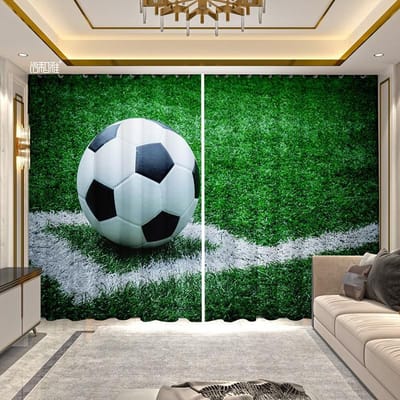 Rideau imprimé Football pour Chambre à Coucher Salon Fenêtre du Sol au Plafond Rideau Grande Taille Panneaux de Rideaux Semi-transparents 100W160H(CM)40x63in&Grommet Top