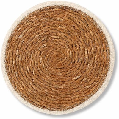 Ronde onderzetter Ø20 cm met witte rand - Natuurlijk en rustiek individueel tafelkleed - Hittebestendige keukenaccessoires