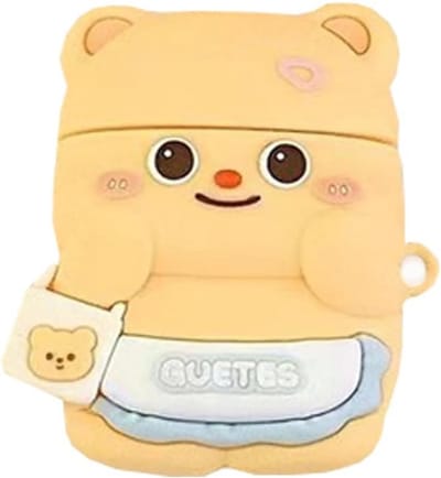 Schattige Kawaii Beer Airpods Case 1 & 2 Beschermhoes met Sleutelhanger