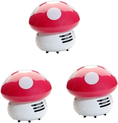 Mini Stofzuiger Set - Tafelstofzuiger Bureau - Kruimels Verwijderen - Draadloos Werking - 3 Stuks - Rosé Rood