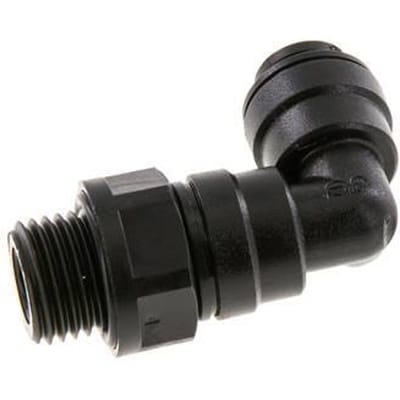 6mm x G1/4'' 90 graden L-verbinding POM Insteekfitting Buitendraad Draaibaar NBR [2 Stuks]