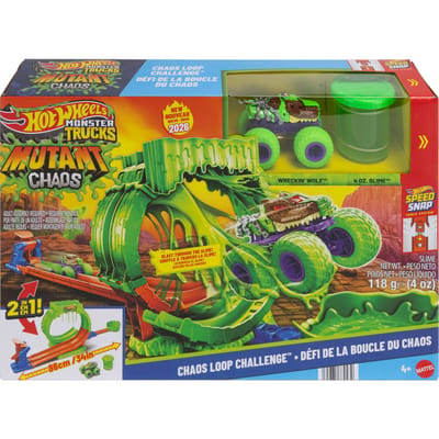 Hot Wheels Monstertrucks Gemuteerde Chaos Loopinguitdaging - Speelset met Wreckin' Wolf speelgoedtruck en Slime