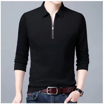 T-shirt met lange mouwen voor heren, Jeugd Revers Effen Kleur POLO Shirt voor Heren, Koreaanse Stijl Herfst Casual Basis T-shirt voor Heren, Polo Shirt XXXXL black