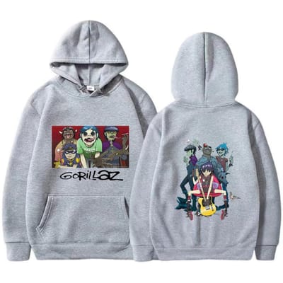 Unisex Vintage Y2K Kleding Muziekband Gorillaz PUNK ROCK Herenmode bedrukte hoodie sweatshirt Harajuku heren hoodie kleding 2XL gray