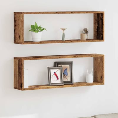 vidaXL - Wandplanken - 2 - st - Oudhout - 80 - x - 15 - x - 26 - cm - Bewerkt - hout