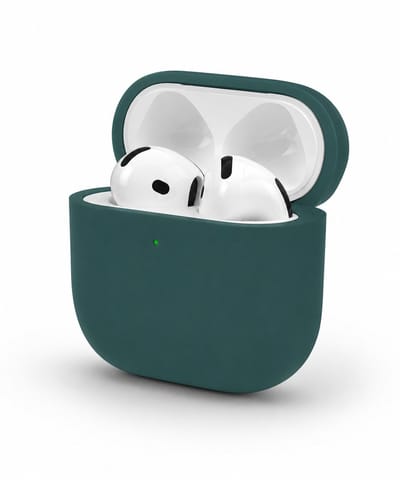 Enluxe Case geschikt voor Airpods 4 – Donker Groen - Premium Siliconen Hoesje, Valbescherming & Spatwaterdicht, Draadloos Opladen Compatibel