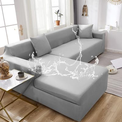 Elastische waterdichte bankhoes stofdicht effen kleur hoekbankhoezen woonkamerbankset voor huisdieren kinderen 1 seater 90-140cm