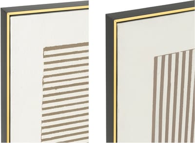 J-Line wanddecoratie Lame - canvas - ecru/taupe - 2 stuks