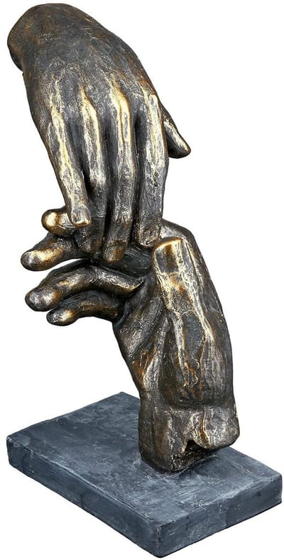 Dailygoods- Sculptuur helpende hand - Decoratieve figuur - Polyhars - Hoogte 21 cm - Bronskleurig - Stijlvolle woonaccessoire - Beeld