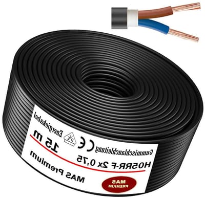 Rubberen Energiekabel - Bouwplaatskabel Flexibel - Apparaten Aansluiten - Voldoet aan VDE-norm - 15 Meter - Zwart