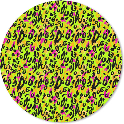 Muismat rond 20x20 cm - Mousepad Panterprint - Neon - Geel - Roze - Ronde muismatten