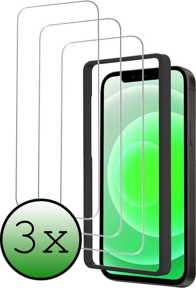 Screenprotector - 3 Stuks Geschikt voor Apple iPhone 12 - Met Installatie Frame - Beschermglas - Gehard Glas - Tempered Glass - Screen Protector