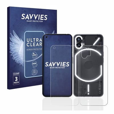 Savvies - Screenprotector voor Nothing Phone (1) (Voor+Achter) - Folie Beschermfolie transparant 6 Stuks