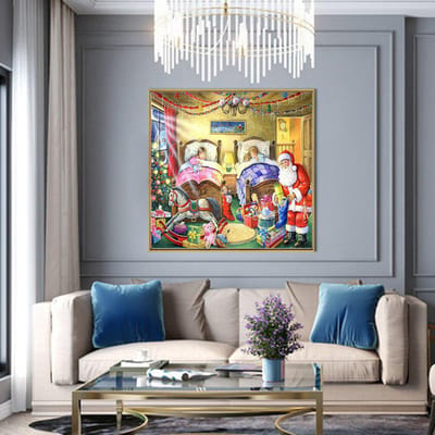 Diamond Painting Accessoires Kerst Volledige Diamond Borduurpakket Complete Kit Kerstman Home Decor 30x30CM beige