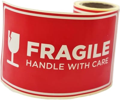 Zelfklevende Fragile Etiketten - Breekbaar Stickers - Pakketten Beveiligen - Mat Wit Papier - 90 x 35 mm - Wit